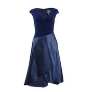 Adrianna Papell Women's V-Neck High-Low Dress (8, Navy)